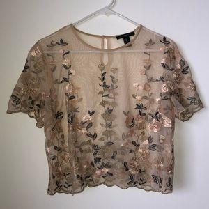 See through embroidery blouse